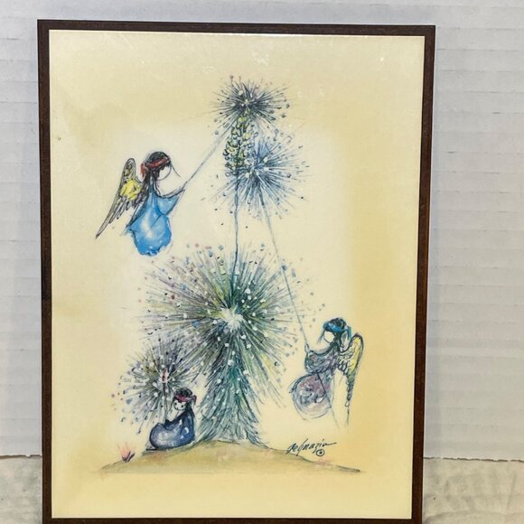 Vintage Signed Rafael Angel Ceramic Wall Art With Wooden Frame - Picture 2 of 16